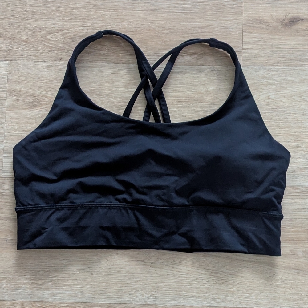 Lululemon Energy Bra Strappy Black Sports Bra Size 12